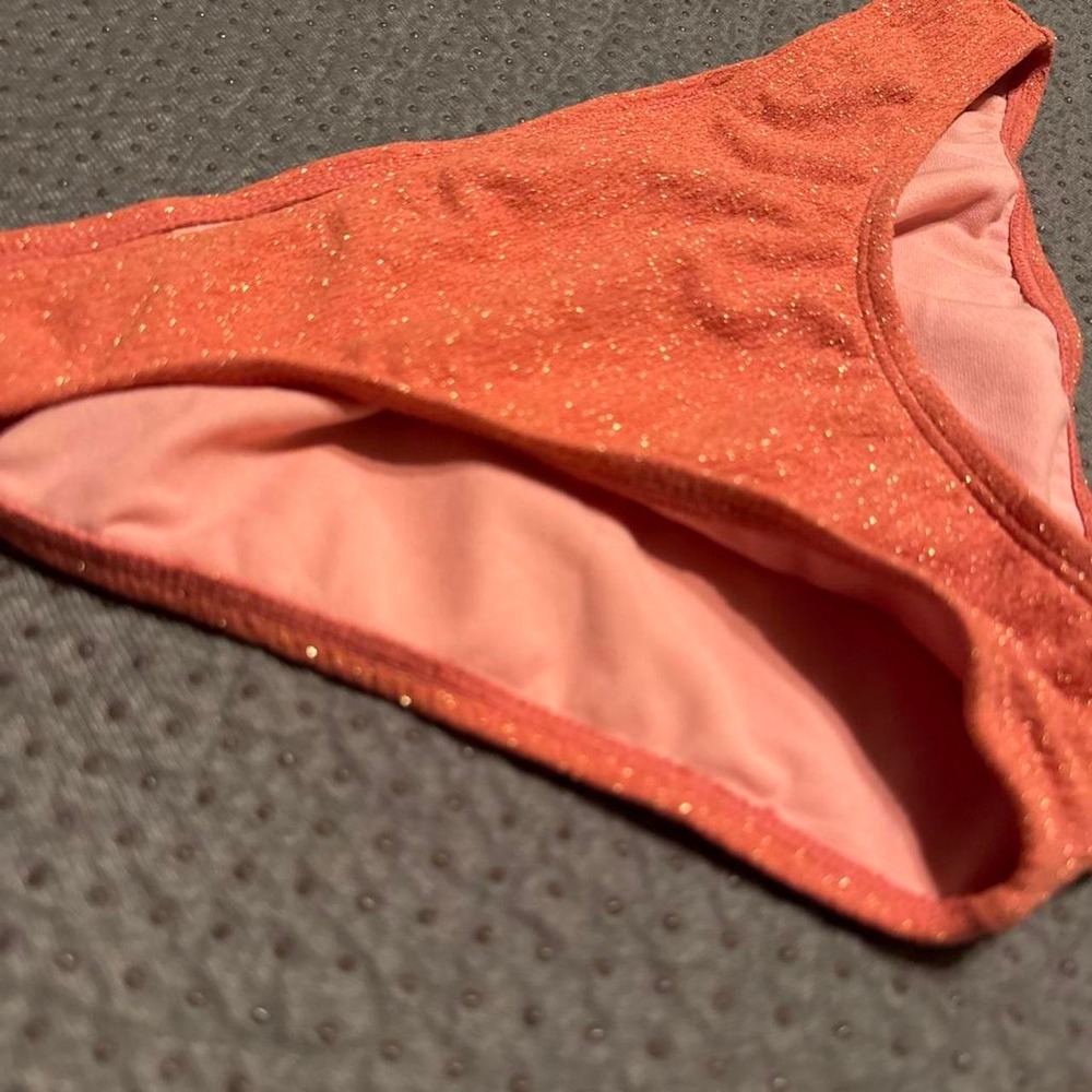 Orange Peachy & Gold Sparkly Bikini Bottoms Xhilaration Large